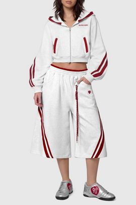 Aelfric Eden Aelfric Eden Stripe Longline Shorts in Grey, Women's at Urban Outfitters