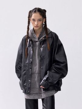 AELFRIC EDEN AELFRIC EDEN Zip Up Ruched Leather Jacket