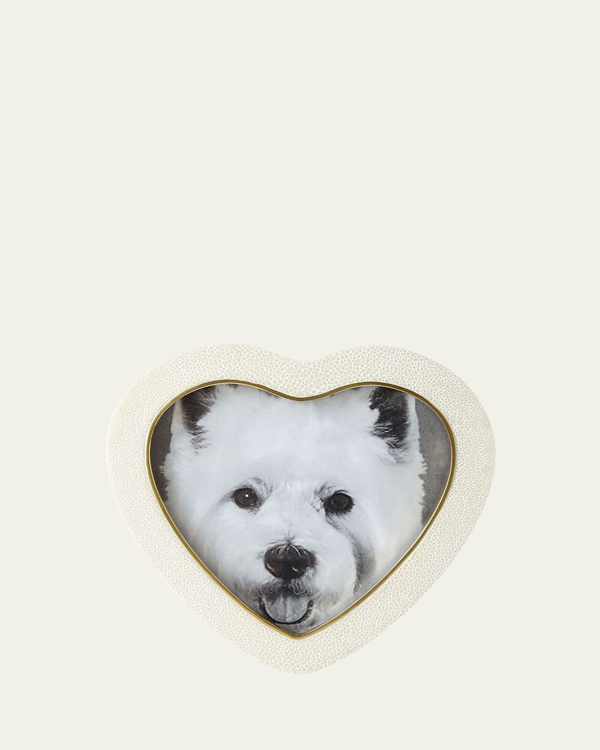 AERIN Cream Faux Shagreen Heart Picture Frame