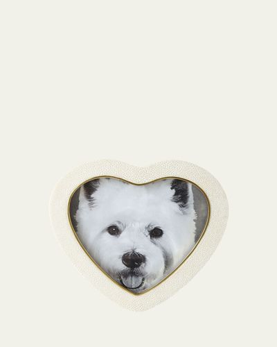 AERIN Cream Faux Shagreen Heart Picture Frame