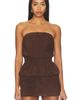 AEXAE AEXAE Lamb Leather Suede Ruched Bandeau Top - 1