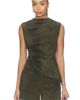 AEXAE AEXAE Lamb Leather Suede Ruched Top - 1