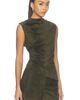 AEXAE AEXAE Lamb Leather Suede Ruched Top - 2