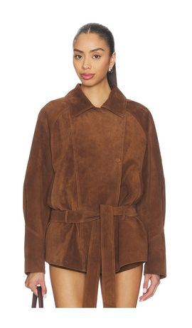 AEXAE AEXAE Leather Suede Belted Jacket