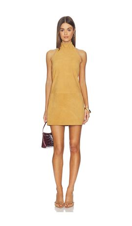 AEXAE AEXAE Leather Suede Mini Halter Dress
