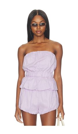 AEXAE AEXAE Linen Bandeau Ruched Top