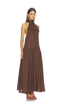 AEXAE AEXAE Linen Halter Drop Waist Maxi Dress