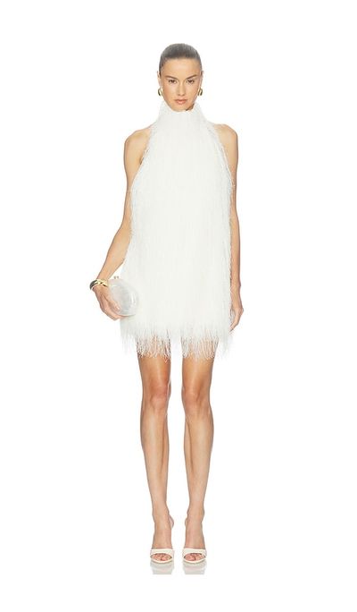 AEXAE AEXAE Polyester Fringe Halter Mini Dress