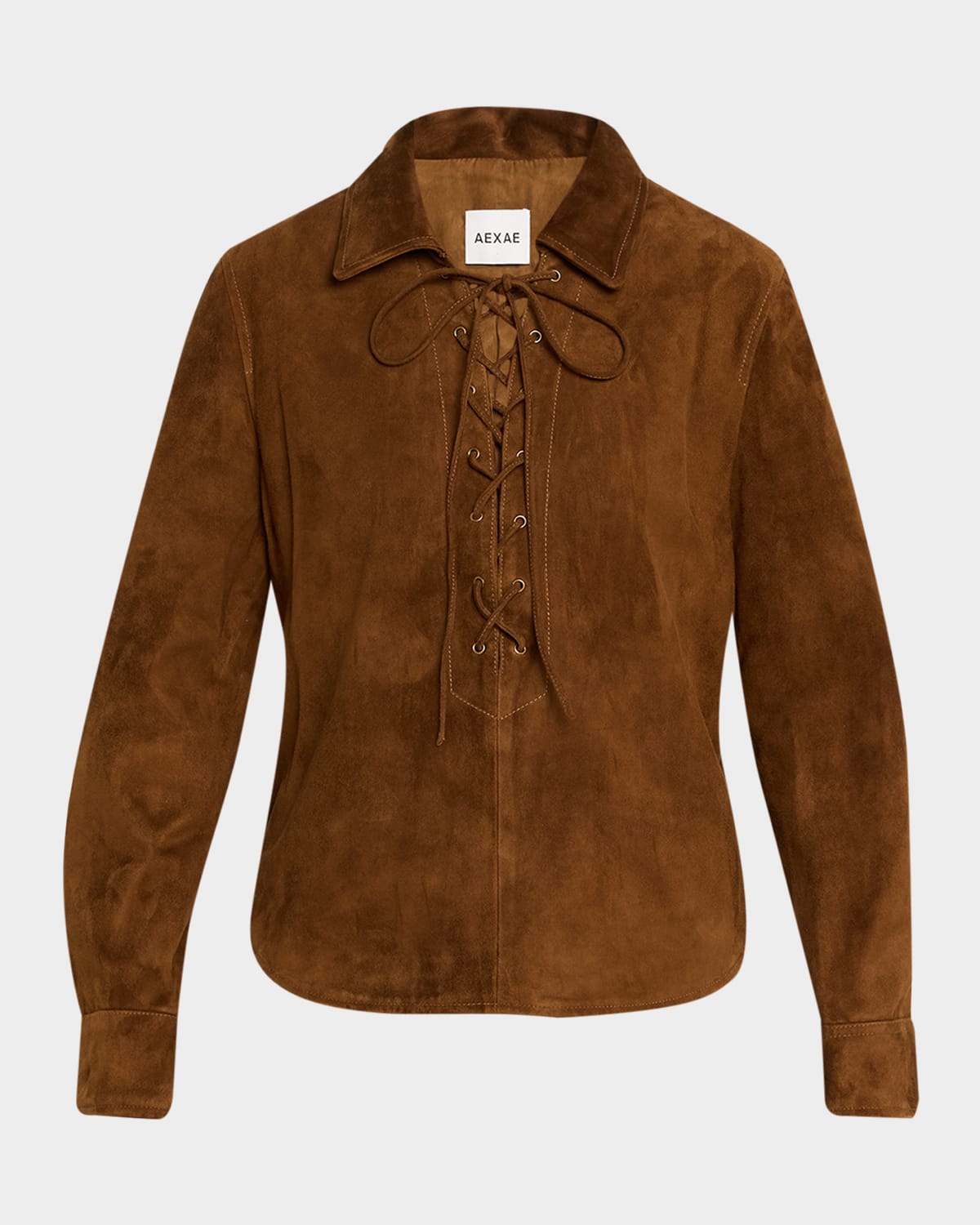 AEXAE Long-Sleeve Lace-Up Suede Top