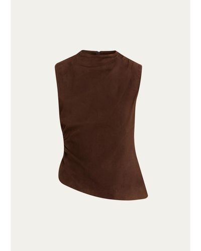 AEXAE Mock-Neck Sleeveless Suede Top