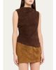 AEXAE Mock-Neck Sleeveless Suede Top - 4