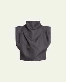 AEXAE Pleated Twill Crop Top