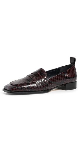 AEYDE AEYDE Blake Snake Print Leather Loafers Port