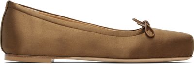 Aeyde Aeyde Brown Gabriella Satin Ballerina Flats