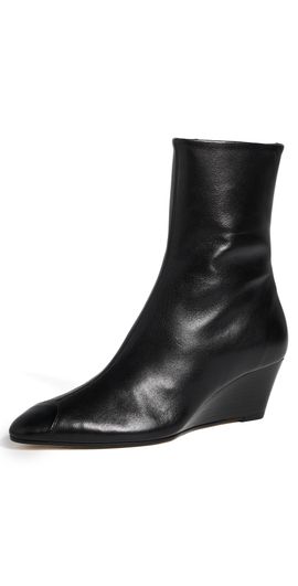 AEYDE AEYDE Mia Cap Nappa Leather Wedge Booties Black