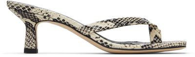 Aeyde Aeyde Off-White & Black Wilma Leather Thong Heeled Sandals