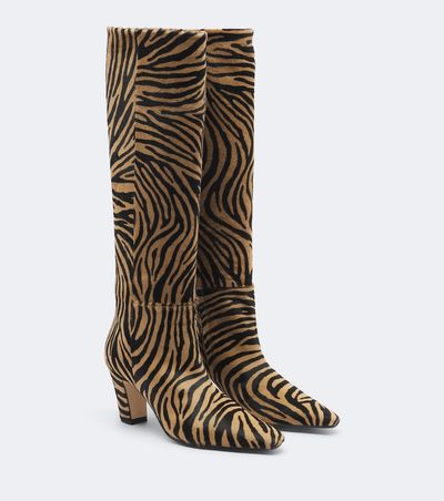 Aeyde Aeyde Silva zebra-print calf hair knee-high boots