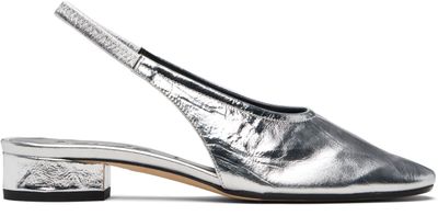 Aeyde Aeyde Silver Dua Laminated Leather Slingback Heels