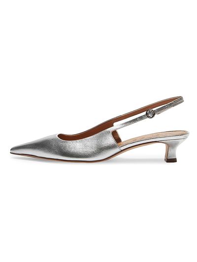 Aeyde Women's 35MM Metallic Leather Slingback Pumps
