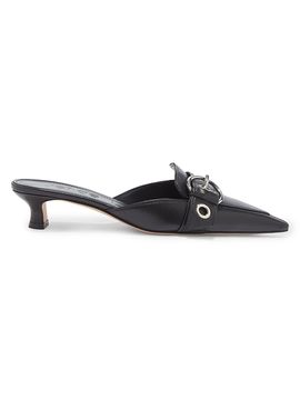aeyde Women's Danielle Leather 35MM Kitten Mule Pumps