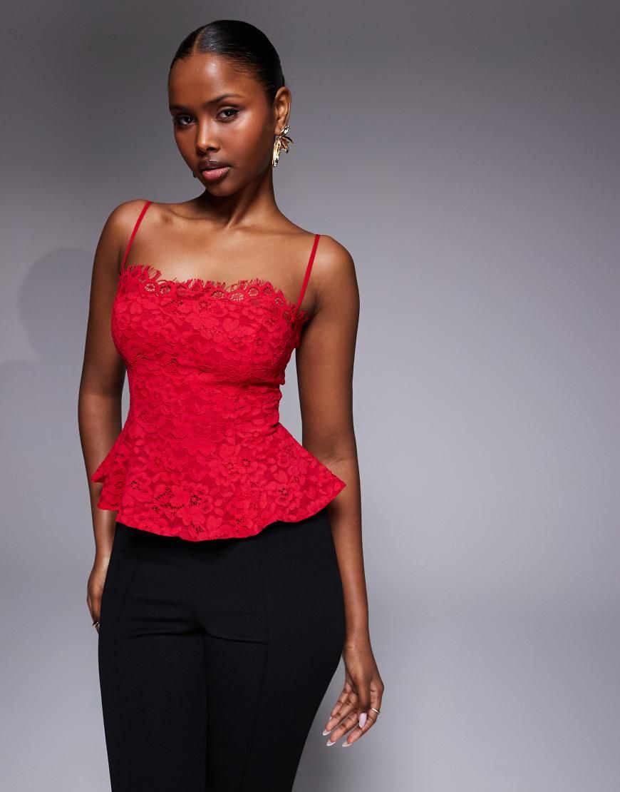 トップス the red thread lace trim layer cami トップス lace trim