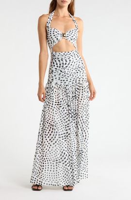 AFRM AFRM Blane Swirl Dot Print Hardware Detail Midi Dress
