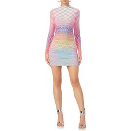 AFRM AFRM Darcie Geo Print Long Sleeve Mesh Minidress