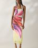 AFRM AFRM Indiana Lemon Lotus Mesh Ruched Bodycon Midi Dress in Lemon Lotus, Women's at Urban Outfitters - 1