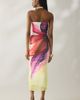 AFRM AFRM Indiana Lemon Lotus Mesh Ruched Bodycon Midi Dress in Lemon Lotus, Women's at Urban Outfitters - 4