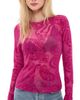 AFRM AFRM Kaylee Flocked Mesh Shirt Fuchsia Paisley - 1