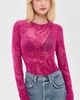 AFRM AFRM Kaylee Flocked Mesh Shirt Fuchsia Paisley - 2