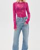 AFRM AFRM Kaylee Flocked Mesh Shirt Fuchsia Paisley - 5