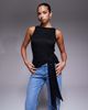 AFRM AFRM lace sleeveless knotted drape detail open back top in black - 1