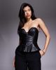 AFRM AFRM leather look sweetheart neck peplum corset in black - 1