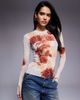 AFRM AFRM mesh long sleeve top in beige rose print-pink - 1