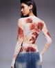 AFRM AFRM mesh long sleeve top in beige rose print-pink - 4