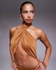 AFRM AFRM metallic knit halterneck cut out maxi dress in bronze-Brown - 2