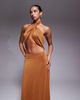 AFRM AFRM metallic knit halterneck cut out maxi dress in bronze-Brown - 3