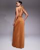 AFRM AFRM metallic knit halterneck cut out maxi dress in bronze-Brown - 4