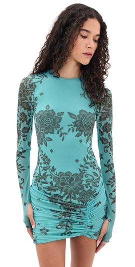 AFRM AFRM Mirza Mini Dress Turquoise Crochet
