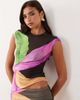 AFRM AFRM Nina mesh cap sleeve top in bright feather print - part of a set-Multi - 1