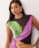 AFRM AFRM Nina mesh cap sleeve top in bright feather print - part of a set-Multi - 4