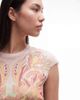 AFRM AFRM Nina printed mesh cap sleeve crewneck tee in pink vintage swirl-Multi - 3