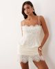 AFRM AFRM Priesley Bridal lace built in shorts mini skirt in white - part of a set - 2