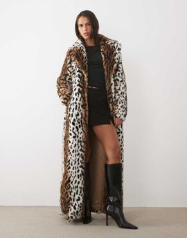 AFRM AFRM Rani faux fur maxi coat in leopard-Brown