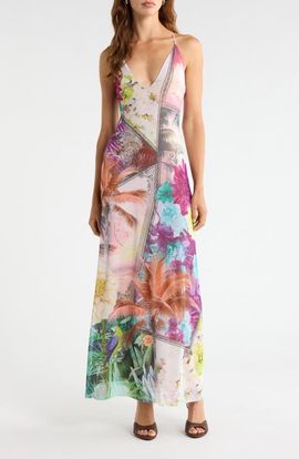 AFRM AFRM Romy Postcard Print Mesh Slipdress