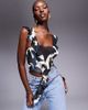 AFRM AFRM ruffle drape lace trim top in shadow flower-Multi - 1