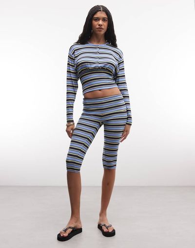 AFRM AFRM Selma ribbed knit cardigan blue stripe -set