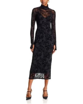 Afrm Afrm Shailene Flocked Mesh Midi Dress