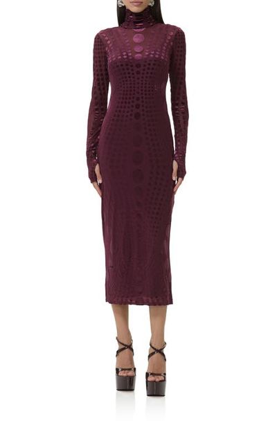 chinese dress ladies Burnout Velvet Long Sleeve Maxi Dress